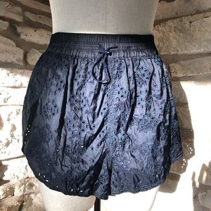 navy blue free people eyelet workout shorts